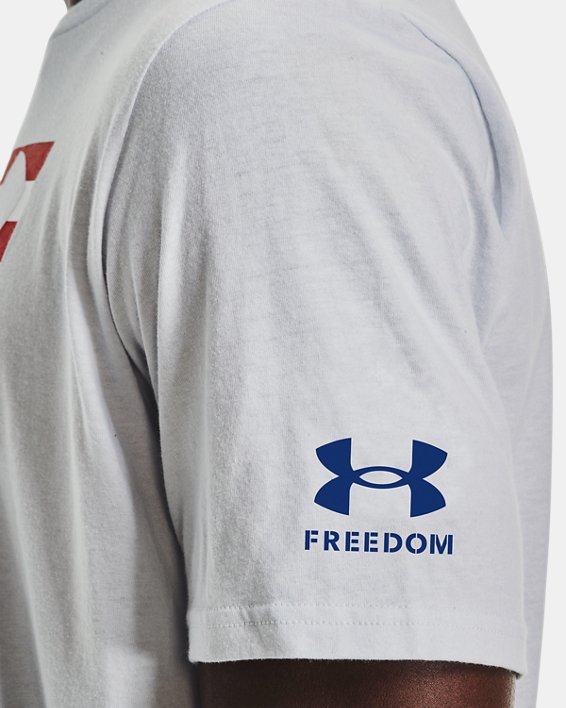 Men's  UA Freedom Big Flag Logo Lockup T-Shirt, Gray, pdpMainDesktop image number 3